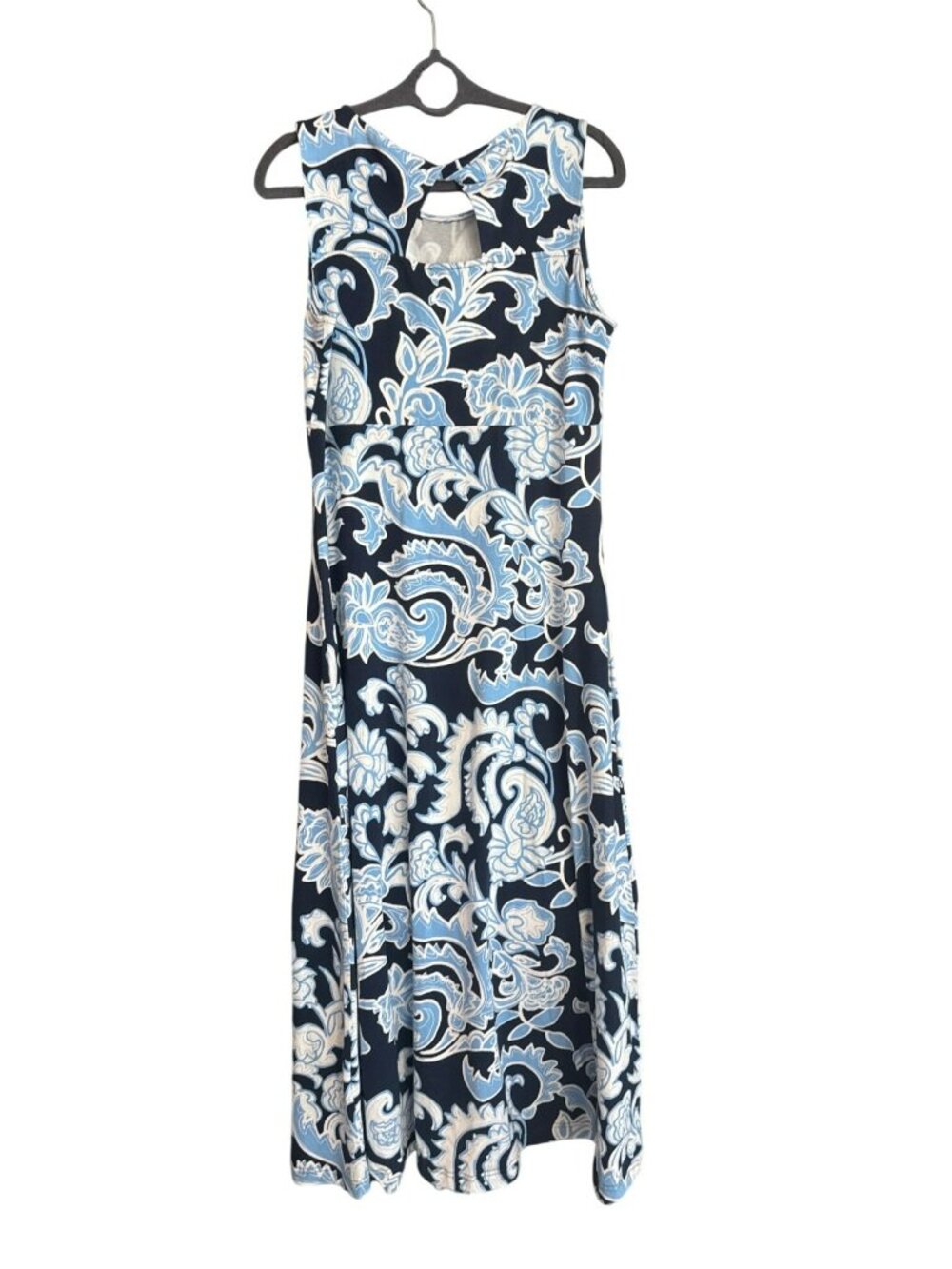 Talbots Floral Maxi Dress PL Petite Large NWT Blue White Cotton Keyhole Back - Picture 3 of 6